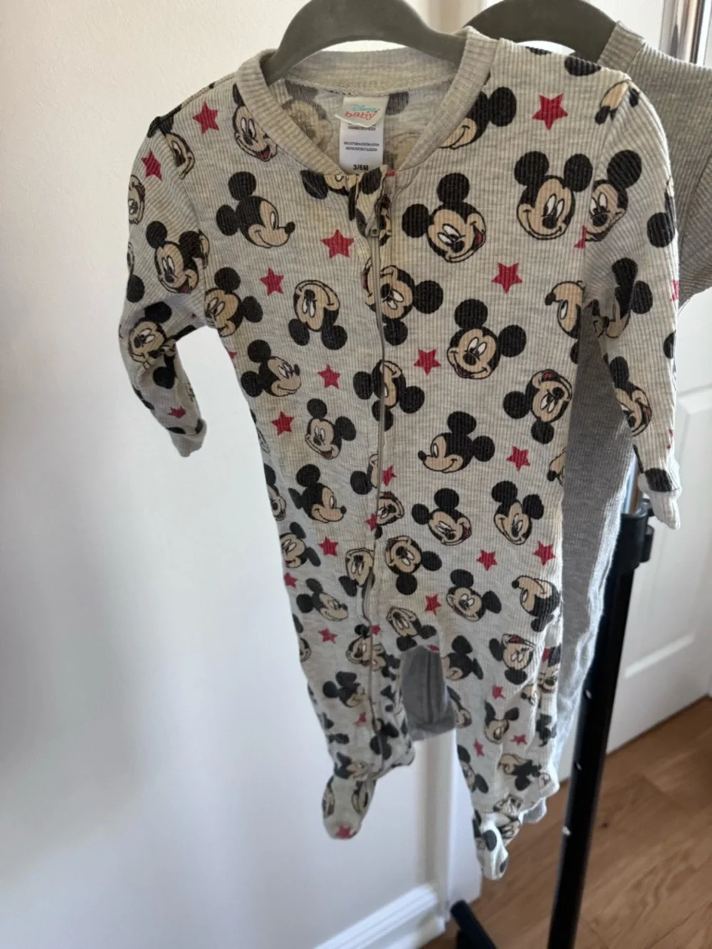 Disney Mickey Mouse Blue, Light Blue & Gray Baby One-Piece Footies - 5 Pack